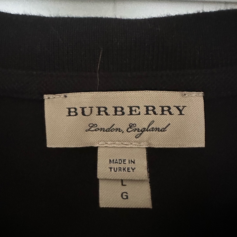 Burberry Black Polo Shirt with Gold Logo Large Chest 36 L 25. Like new - Picture 6 of 6